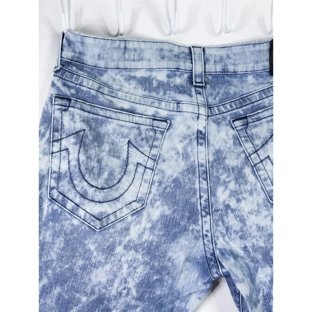 True Religion Mick Jeans Mens 34x30 Slouchy Skinny Side Zip Distressed Y2K